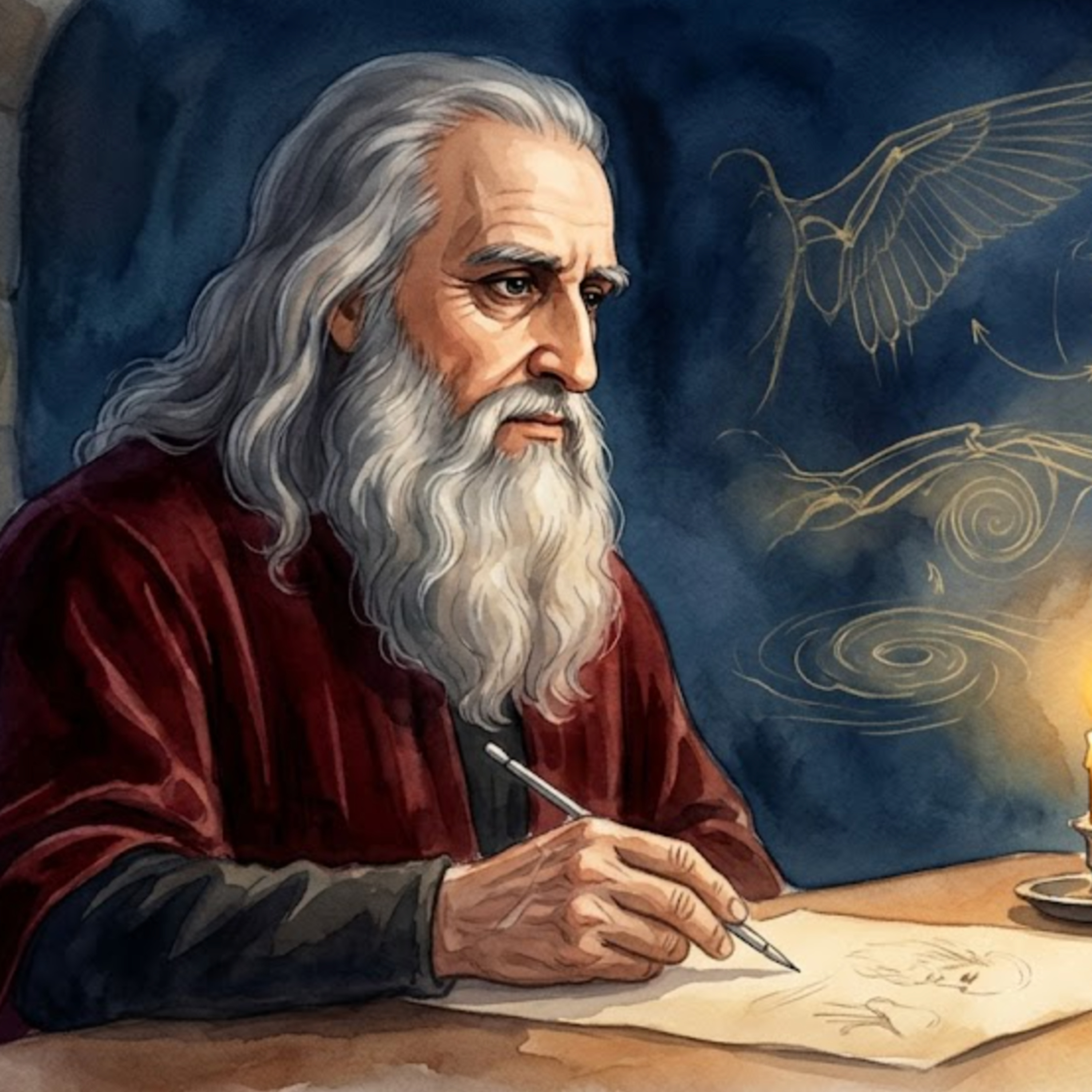 Artwork Leonardo da Vinci – Das leise Schaben des Silberstifts bei Kerzenlicht