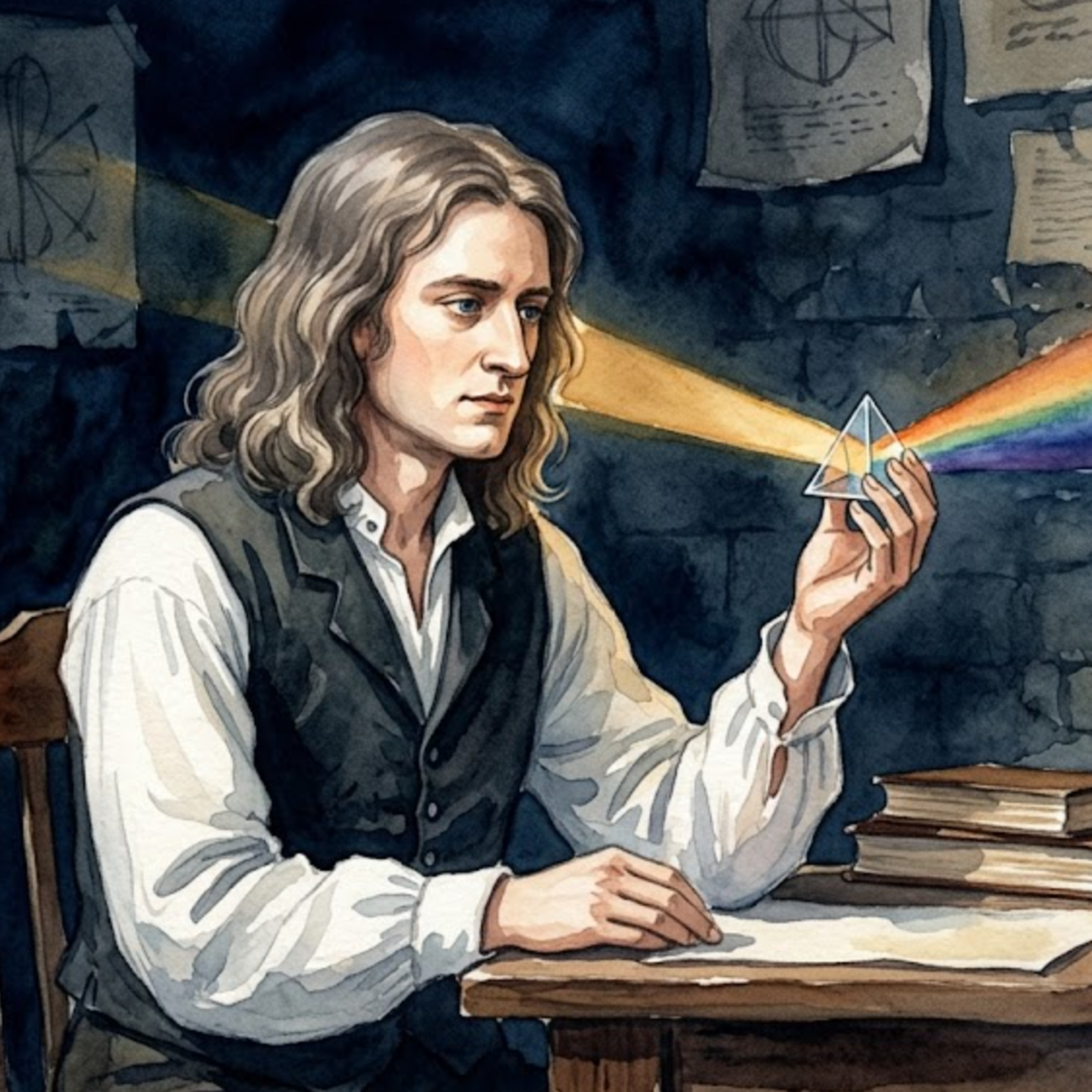 Artwork Isaac Newton – Wenn Prismenlicht sanft auf Kalksteinwänden tanzt