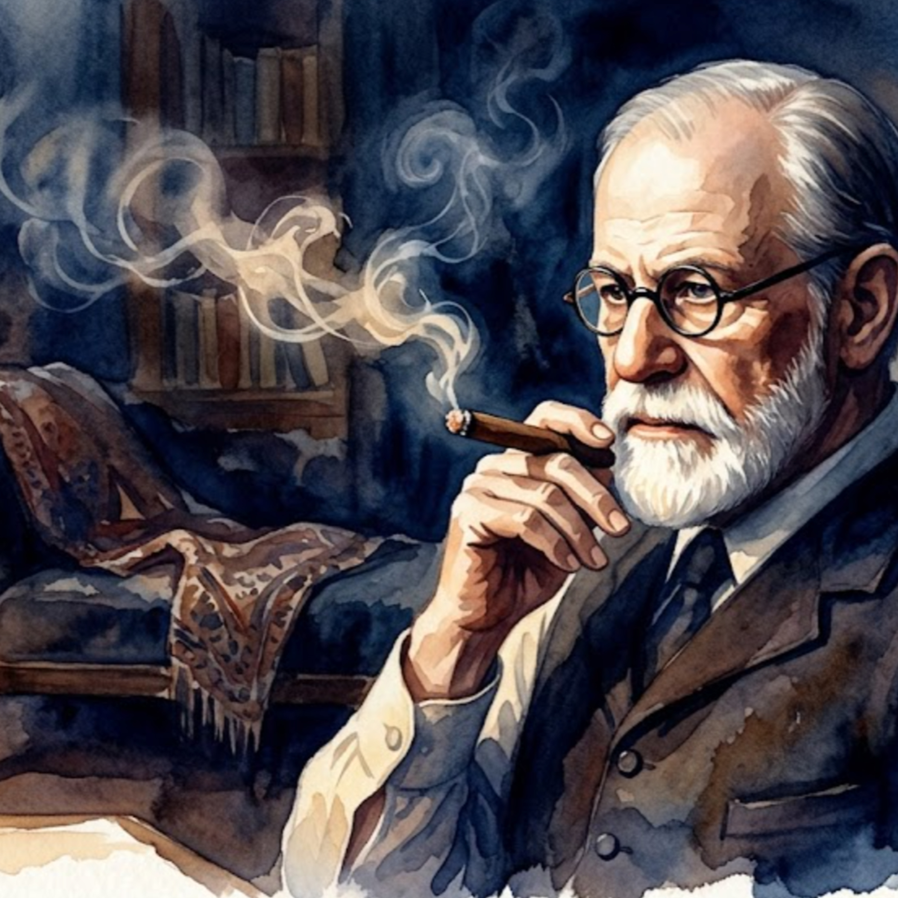 Artwork Sigmund Freud – Wenn der Duft schwerer Zigarren die Bücherregale streift