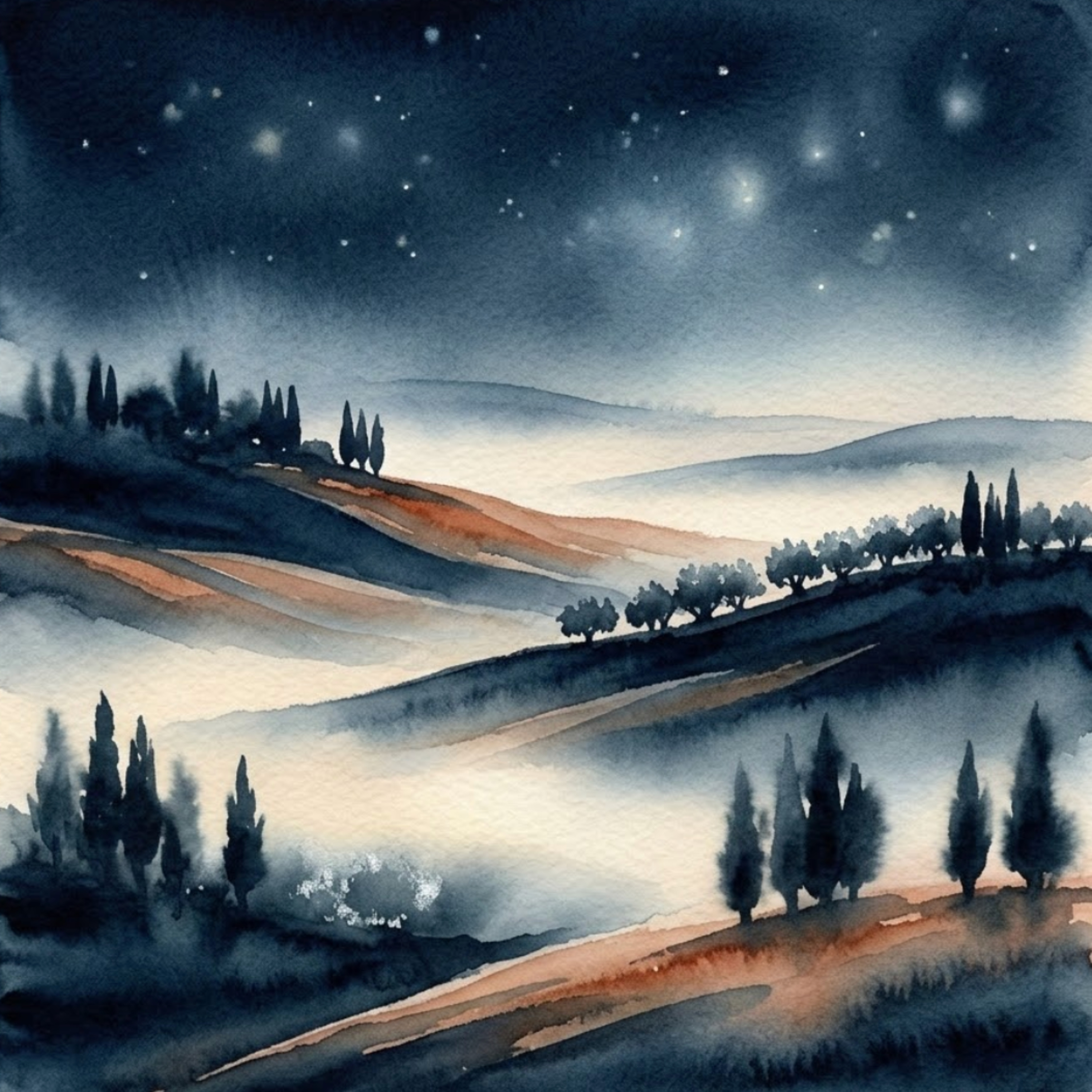Artwork Toskana – Zikaden verstummen nach Mitternacht